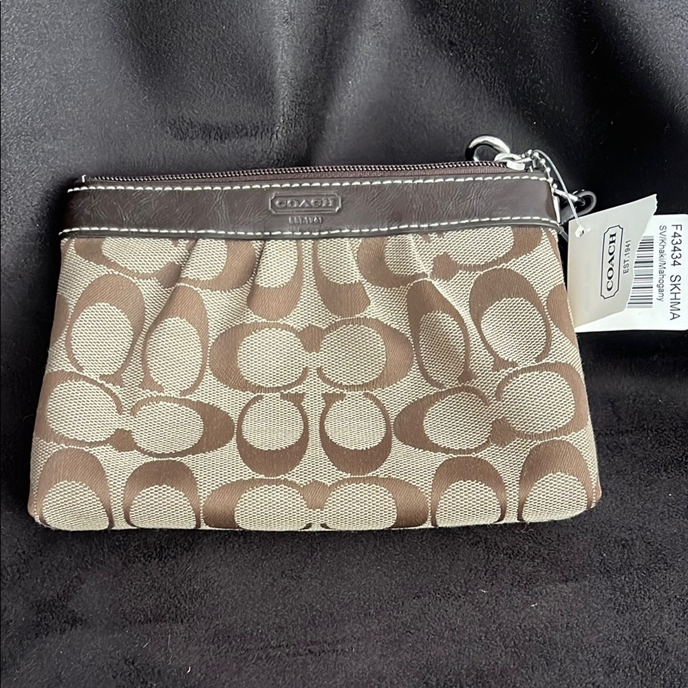 Coach Brown and Tan Wristlet